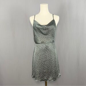 Lulu's Gray & White Polka Dot Slip Dress